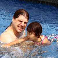 Teaching my Daddy to swim.