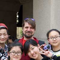 Mark and his flash-mob fan club.