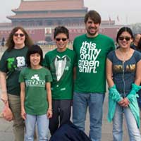 The Congiustas representing on St. Patrick&rsquo;s Day in Tiananmen Square.