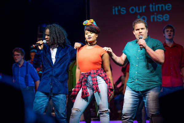 up with people cast singing