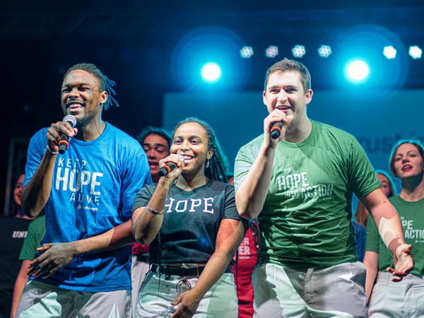 up with people cast on stage