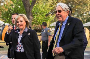 Picture of Gov. Mary Fallin and President John Feaver.