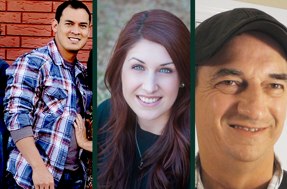 Three USAO music alumni are scheduled to return to campus for Music Career Day beginning at 7:30 p.m. on Thursday, Feb. 13, in Davis Hall Room 124. They are (from left) Thomas Green, Ashton House and Gregg Standridge.