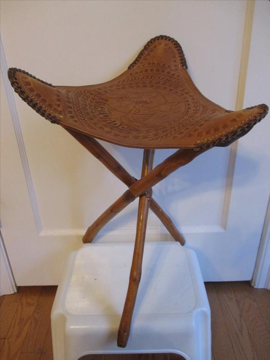 Three Legged Leather Stool from ElSalvador Saanich, Victoria