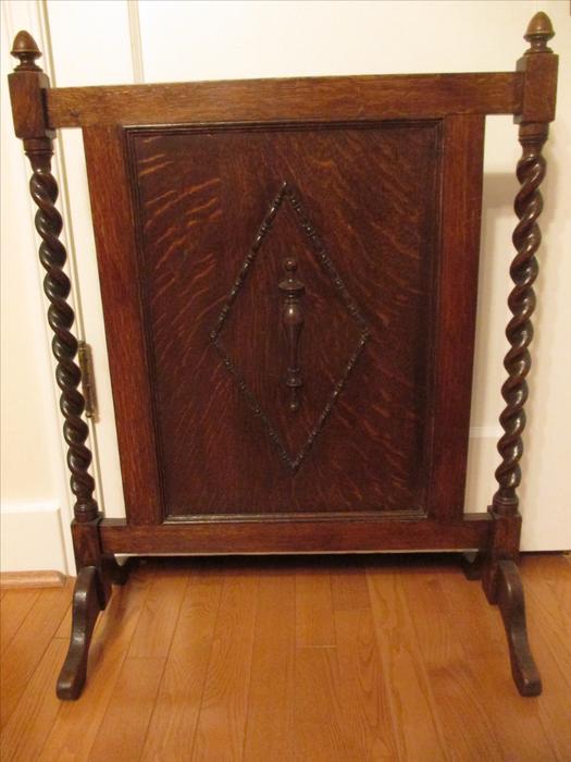 Antique English Oak Barley Twist Fireplace Screen Saanich, Victoria