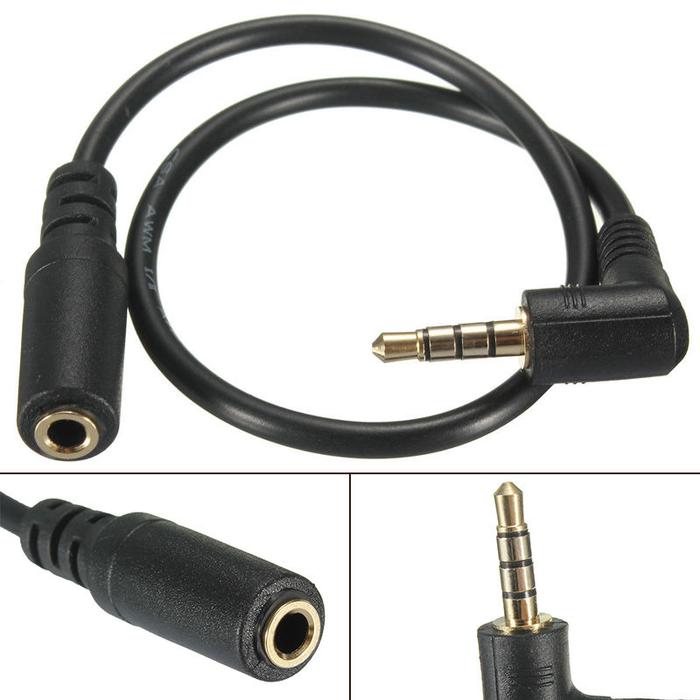3 Prone TRRS Headphone Earphone Extension Lead Cable M/F 25cm Central