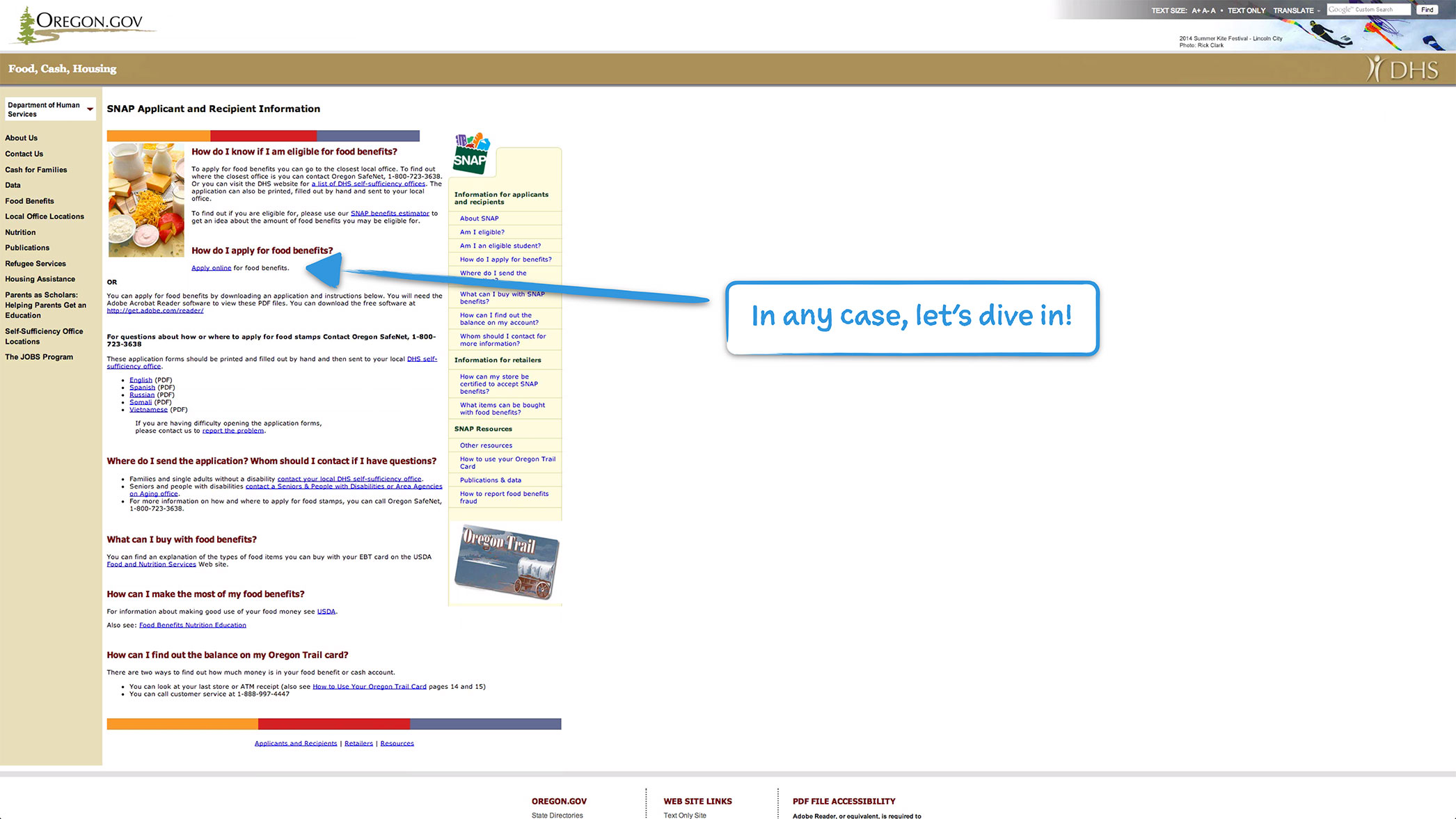 How Oregon SNAP Onboards New Users User Onboarding