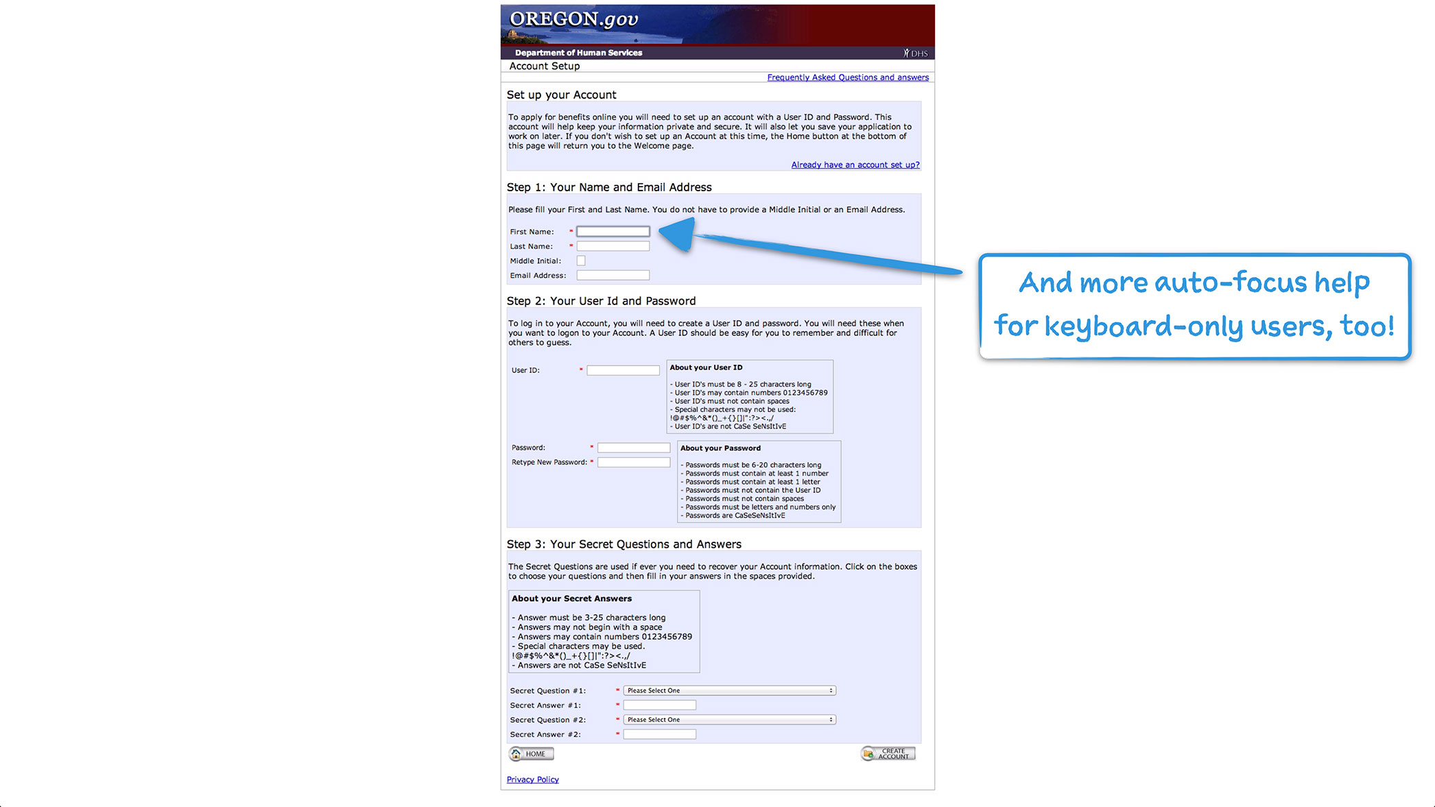 How Oregon SNAP Onboards New Users User Onboarding