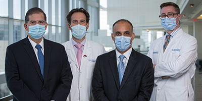 2020 Abdominal Transplant Program Team left to right, Dr. Jorge Marrero, Dr. Steven Hanish, Dr. Parsia Vagefi, and Dr. David Wojciechowski