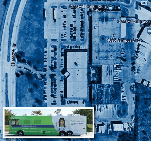 COVID-19 Prevalence Study Mobile Health Unit Goodwill Main Campus testing site map