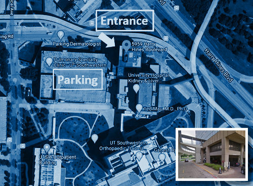 COVID-19 Prevalence Study UT Southwestern Professional Office Building 1 testing site map
