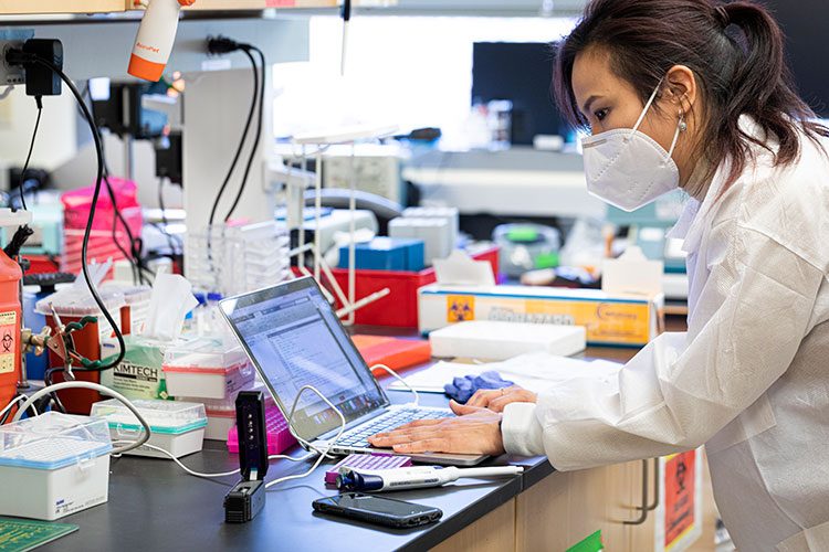 Researcher working in a lab