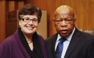 President Ana Mari Cauce with Rep. John Lewis at Meany Theater on February 23, 2017. Photo: Angela Carlyle.