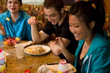 Students sharing a meal.