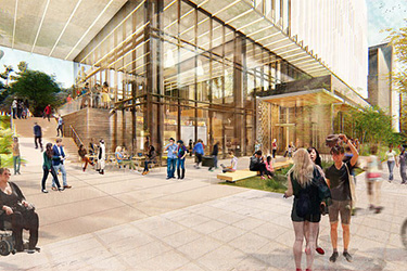 Exterior view of north end of new building