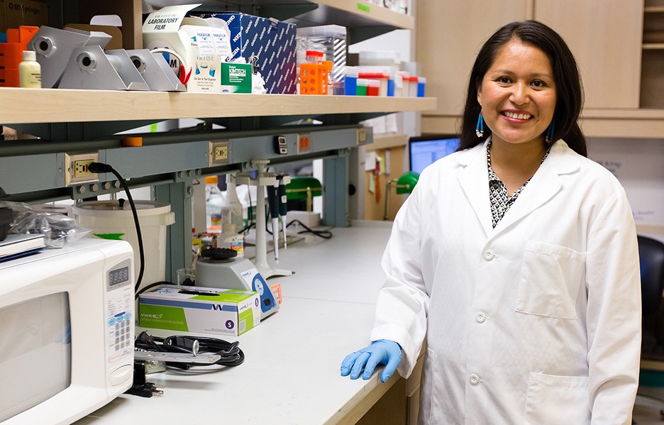Graduate student in lab
