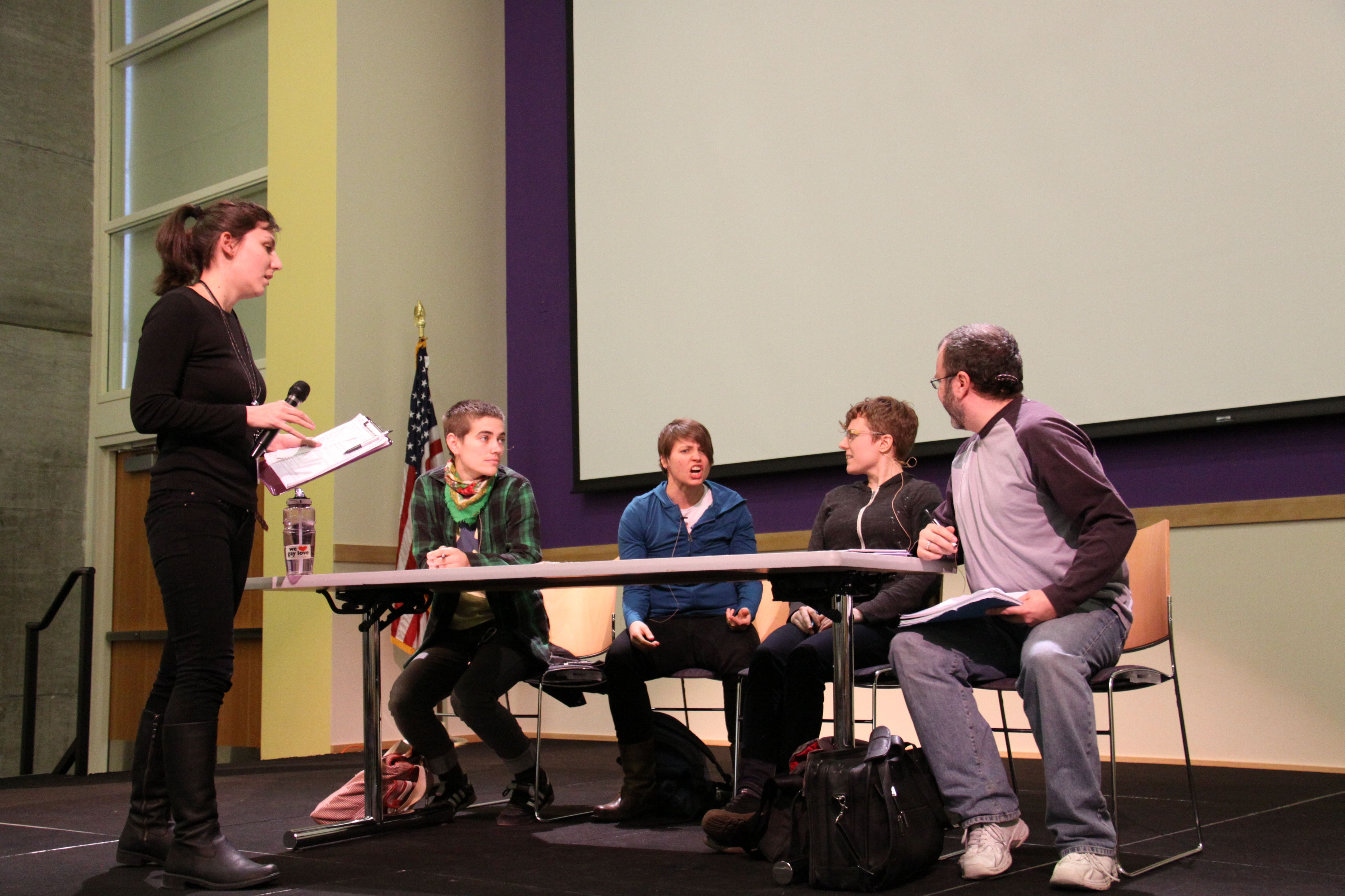 actors at a table with a moderator