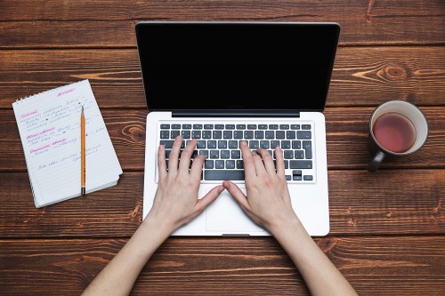 Person working on a laptop