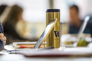 Laptop and UW mug