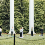 Students do yoga in Sylvan Grove.