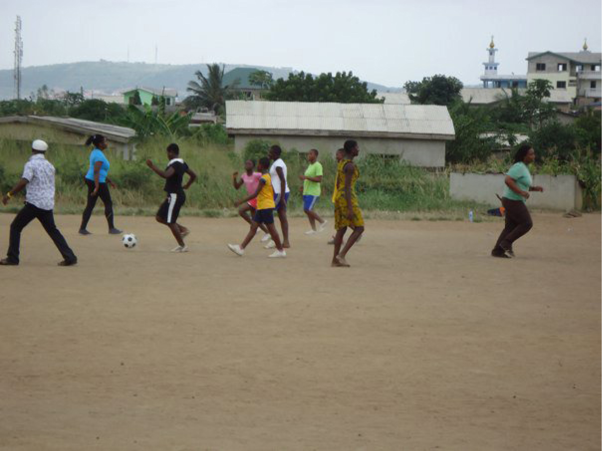 A soccer game A soccer game