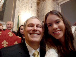 REAL Hope Act Signing Graciela Nuñez snaps a "selfie" with Governor Inslee.