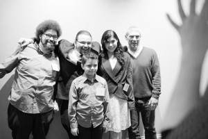 Mark (center) with son Elijah, brother Sean (left), girlfriend Thalia Garcia and mentor Johnny Ohta.