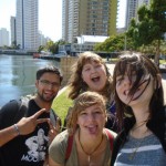 (From left to right) Daniel Corona, Anna Pendleton (lower), Nicole Riley (upper) and Lara Millman (myself) walking around the Gold Coast.