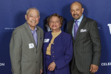 Al Sugiyama (left) with fellow Odegaard Award recipients Vivian Lee and Judge Richard Jones at 2016 Celebration. 