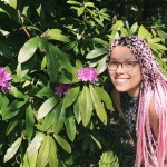 Lunden Harris with pink hair