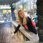 Becca Love, freshman dancer, at Lignyin Temple in Hangzhou, China