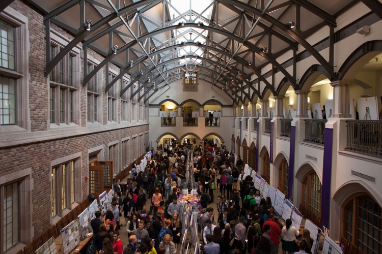 Photo of Mary Gates Hall Commons during the Undergraduate Research Symposium.