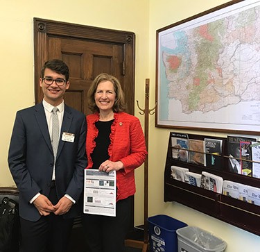 Hugo with Congresswoman Kim Schrier.