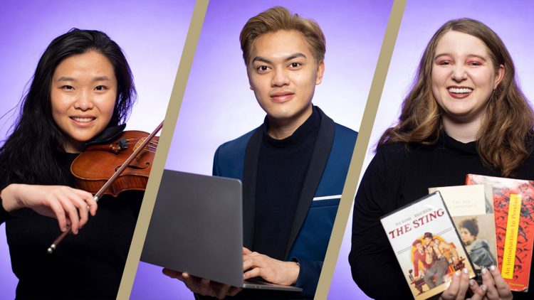 Photo collage of Renee Zhang, Louis Patsawee Maliyam and Piper Coyner