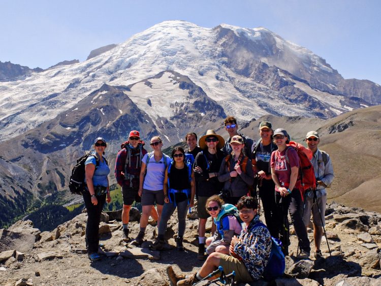 Photo of the class with Mt. Rainier in the background.