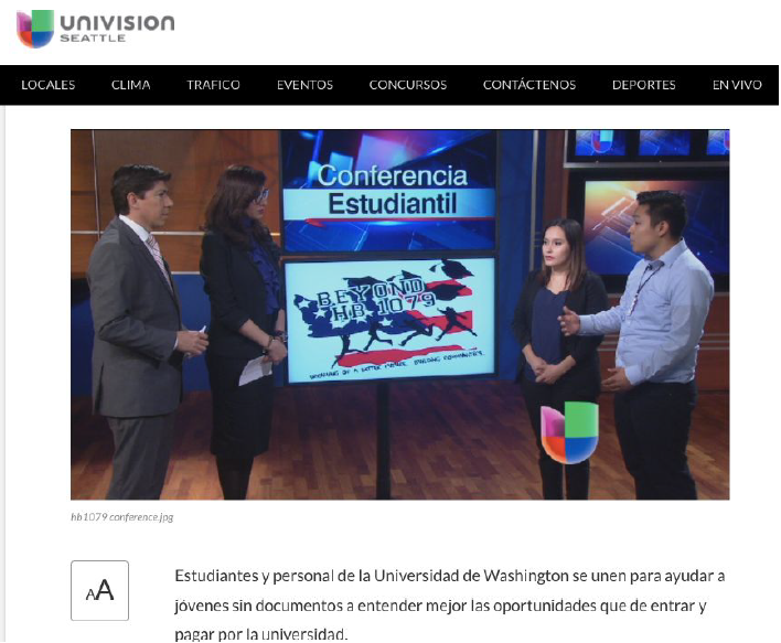 Mogollan Diego in an interview with Univision Seattle about the 5th Annual Beyond HB 1079 Conference.