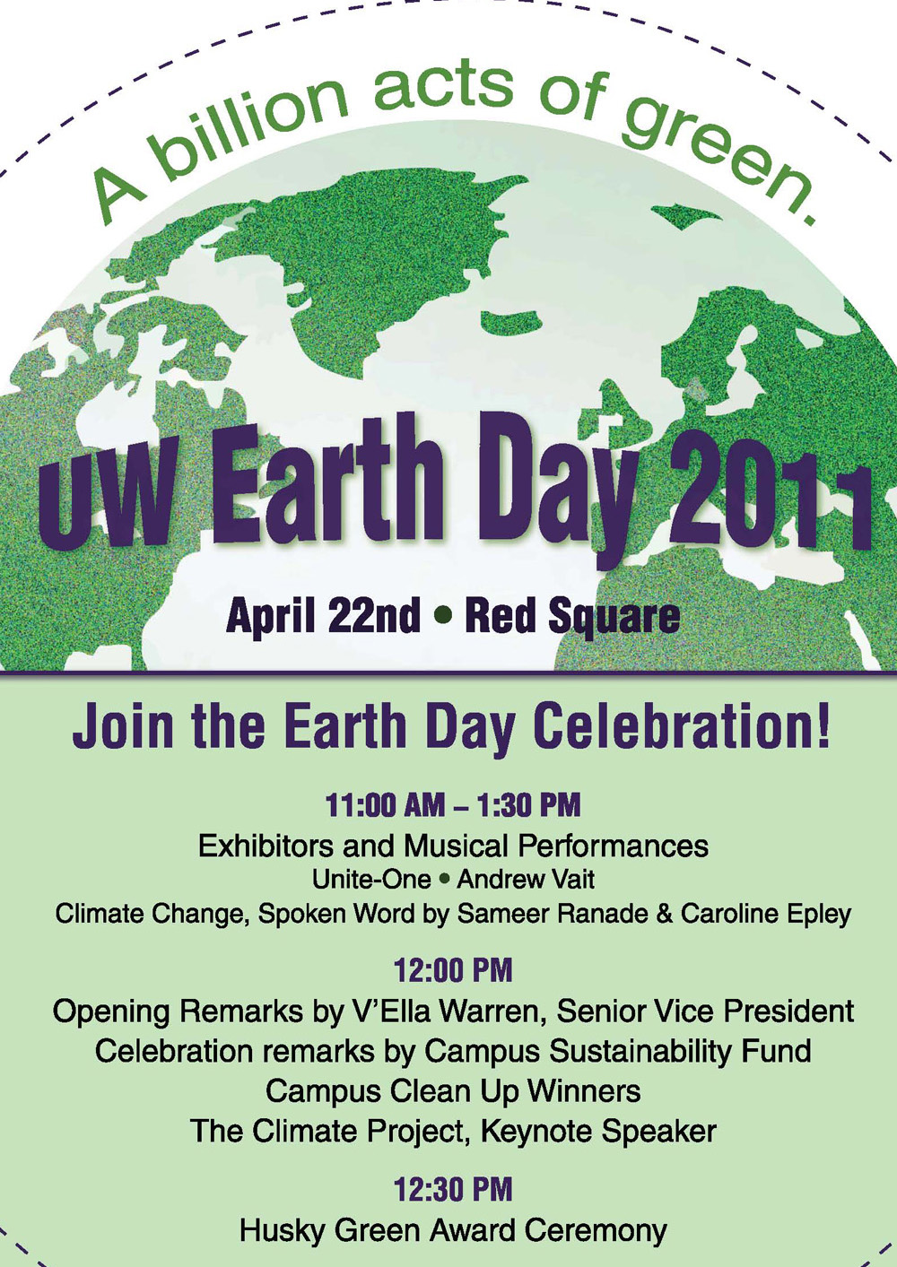 Earth Day 2011 a threeday event starting April 21 UW News