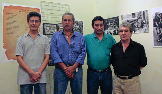 Rolando Gonzalez, Oscar Garza, Carlos Santos and Ramon Arita visit the Museo de Santa Tecla, once a Salvadoran prison where they were held as political dissidents.