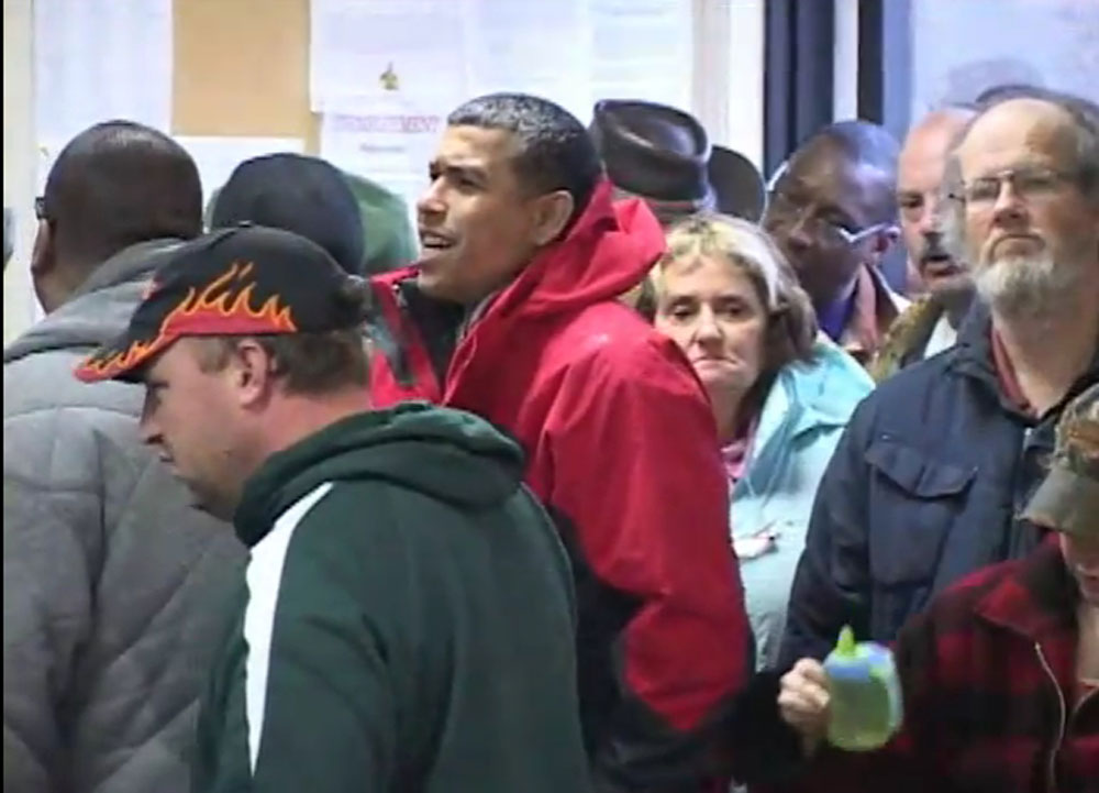 More than 450 people gather for roll call at Laborers Local 440, only two jobs available.