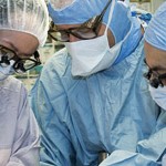 Surgeons performing a liver transplant at UW Medical Center