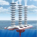 unusual water craft with three large sprayers shooting water into the sky