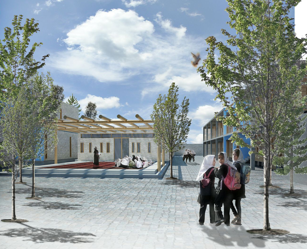 illustration of a school for girls in Afghanistan