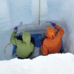 Scientists taking snow samples in Greenland.