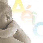 Baby with image of vowels