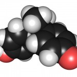 The 3D chemical structure of bisphenol A.