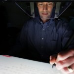 Professor Scott Beers demonstrates the Eye and Pen program.