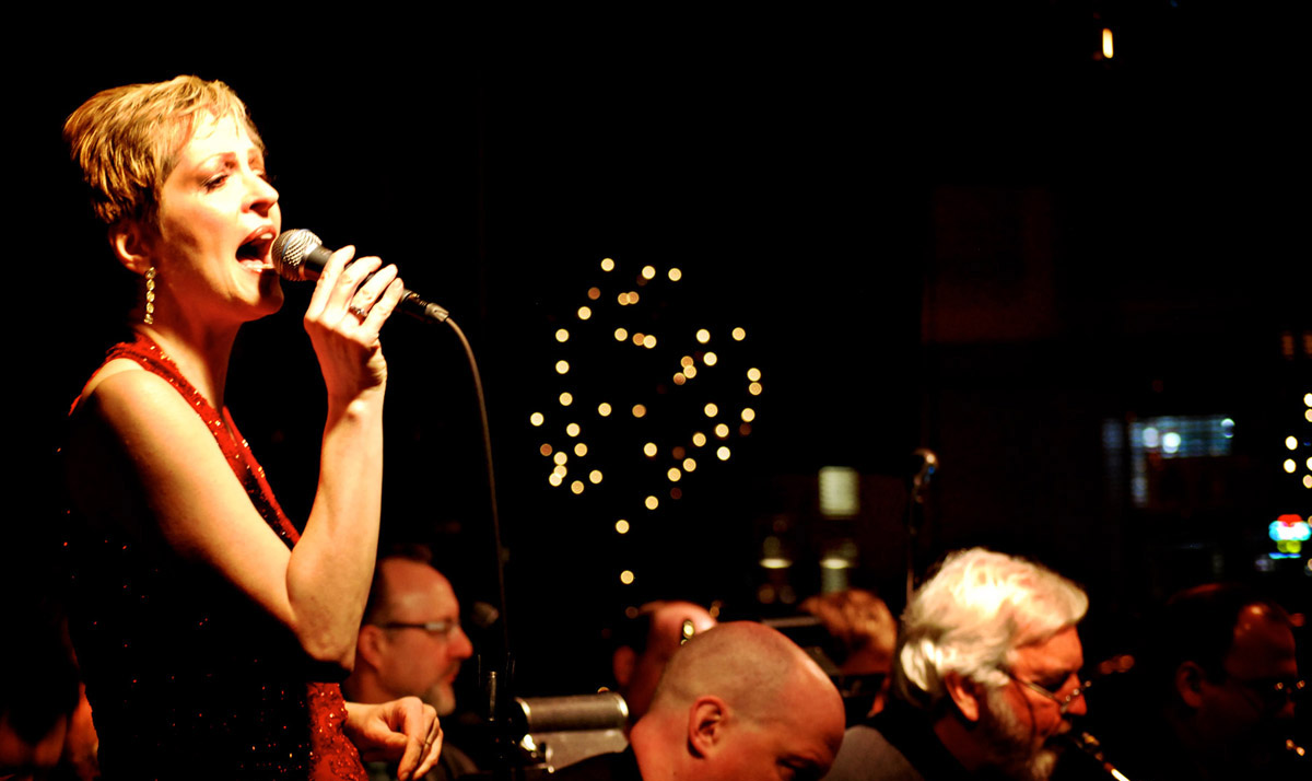 UW staffer Bethany Staelens sings with the Smith-Staelens Big Band the first first Wednesday of the month at Tula's, a Seattle jazz club.