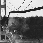 The Tacoma Narrows Bridge collapse in 1940.