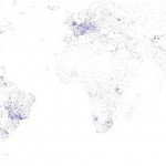 A world map by James Davenport that is based on locations of airports, runways and helipads.