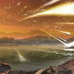 An artist's rendition of the early solar system bombardment.